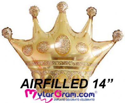 14" Gold Airfilled Crown Shape 