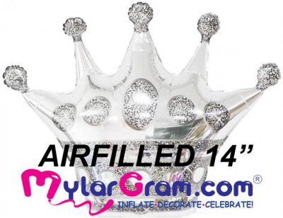 14" Silver Airfilled Crown Shape 