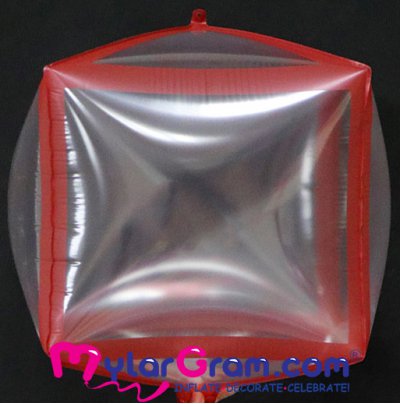 24" Clear Red Cube  4D 