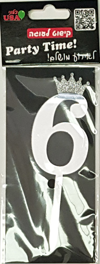Number 6 Silver Birthday Cake Decoration