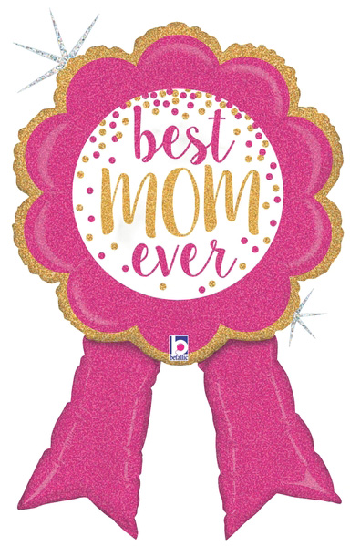 33" Best Mom Ribbon Glitter Holographic 