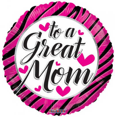 18" To a Great Mom Zebra Pattern