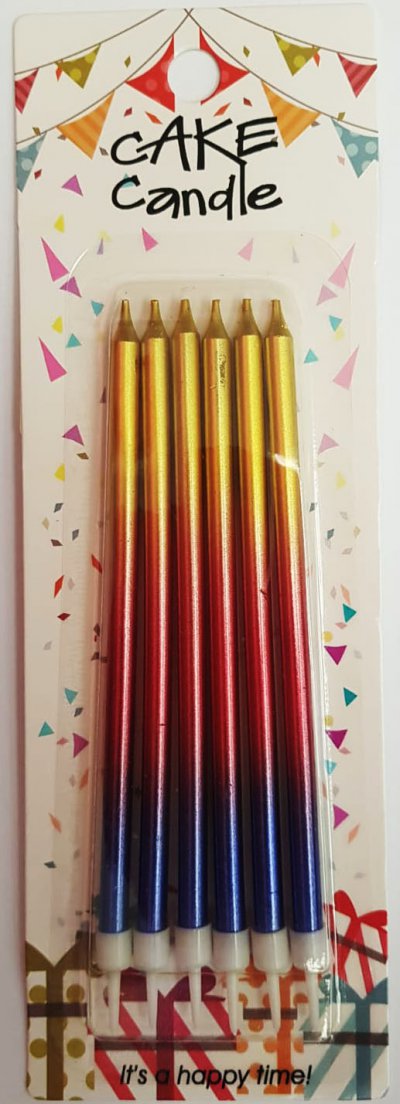 Multi-colored Gold Metallic Candles (6)