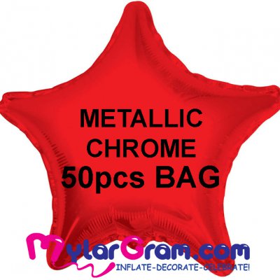 18" Metallic Chrome Red Star MYLARGRAM