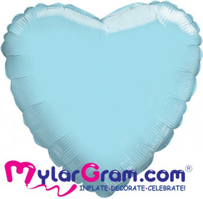 18" Metallic Light Blue Heart MYLARGRAM