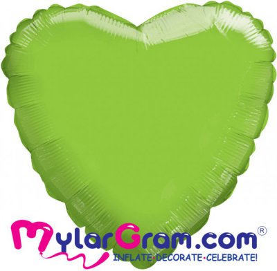 18" Metallic Lime Green Heart MYLARGRAM