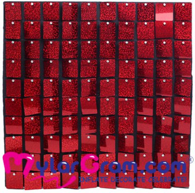 Sequin Square Panel 30cm Holographic Red