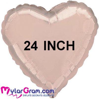 24" Metallic Pink Rose Gold Heart MYLARGRAM