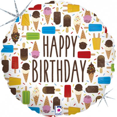36" Happy Birthday Ice Cream Holographic