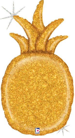 35" Gold Glitter Pineapple Holographic 