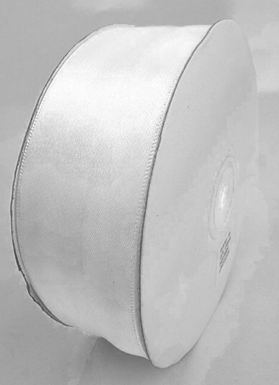 Satin Ribbon Double Sided White 38mm x 50m