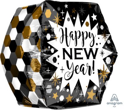16" Happy New Year Gold/Black Anglez