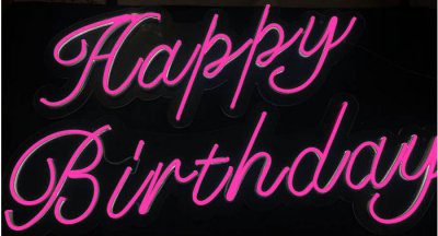 Happy Birthday Pink LED sign 110cm