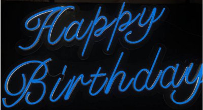 Happy Birthday Blue LED sign 110cm