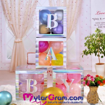 30cm Balloon Box Silver Holographic Baby-4pcs set