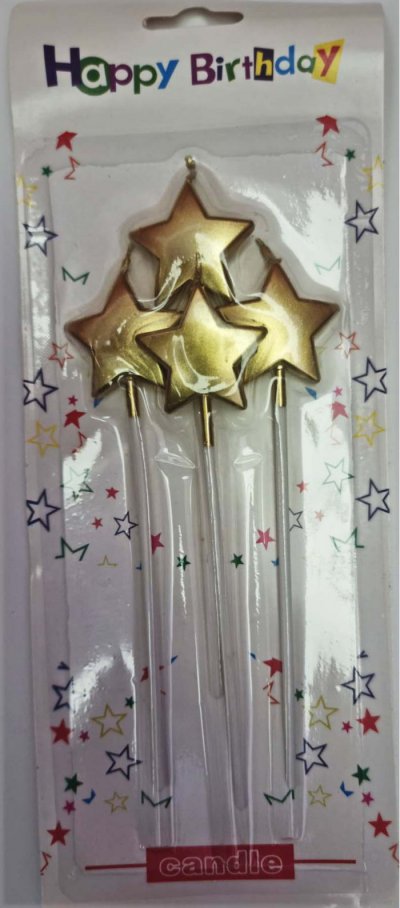 Gold Star Shape Candle Sticks (4)