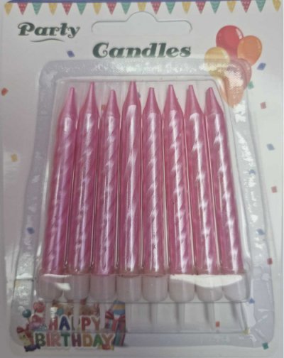 Spiral Pink Metallic Candles (8)