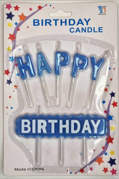 Happy Birthday Blue Candle Set
