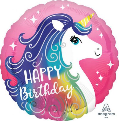 18" Pink Unicorn Happy Birthday