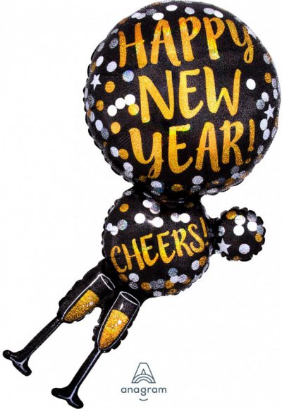 36" Happy New Years Champagne Glasses