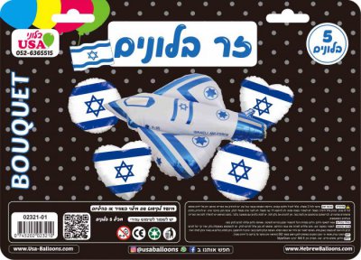 Bouquet 5pc F35 Fighter Plane/Israel Flags