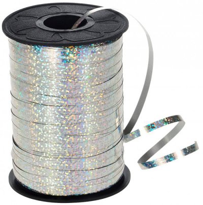 250 Yard Holographic Silver Curling Ribbon 