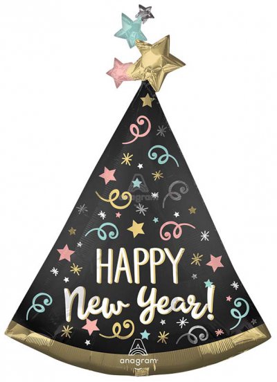 33" Happy New Year Hat Confetti Satin