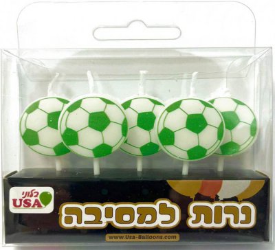 Football Green/White Candles (5)