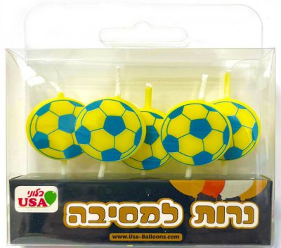 Football Yellow/Blue Candles (5)