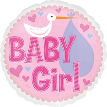18" Baby Girl Stork