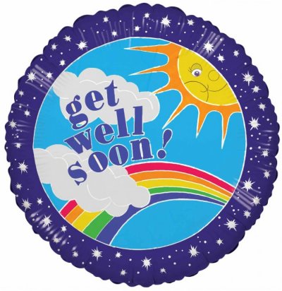 18" Get Well Soon Rainbow Clouds