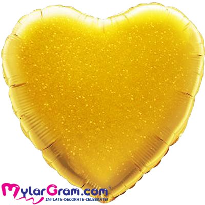 18" Holographic Gold Heart MYLARGRAM