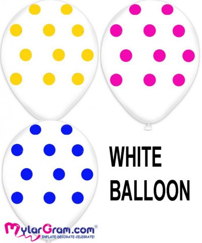 12" Colored Dots White (100pcs)