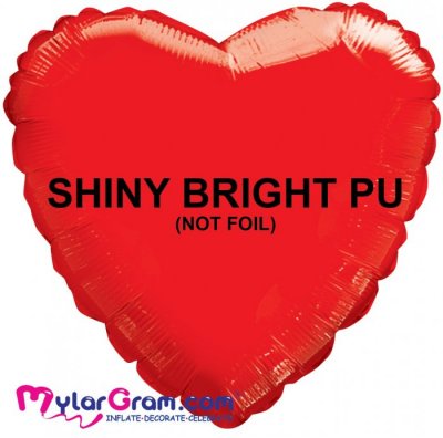 18" Shiny Bright PU Red Heart MYLARGRAM