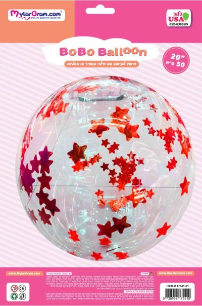 24" BOBO Red Confetti Metallic Stars