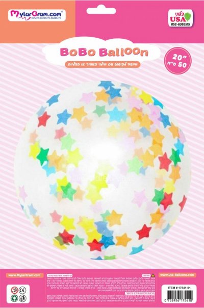 24" BOBO Mixed Color Confetti Metallic Stars