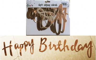 Happy Birthday Rose Gold Chain Banner 