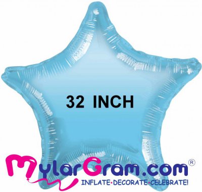 32" Metallic Light Blue Star MYLARGRAM