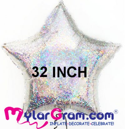 32" Holographic Silver Star MYLARGRAM