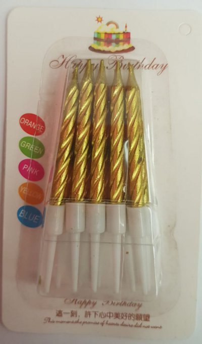 Spiral Gold Metallic Candles (10)