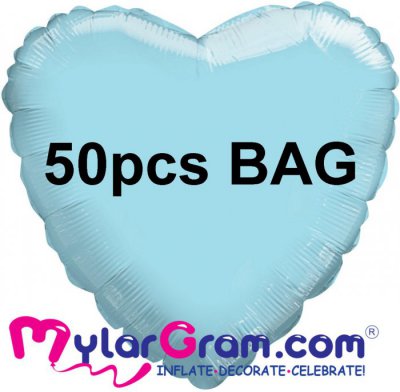 18" Metallic Light Blue Heart MYLARGRAM
