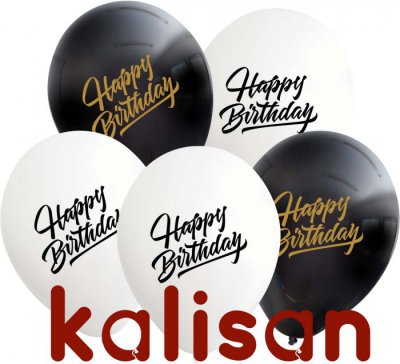 12" Happy Birthday Black/White KALISAN