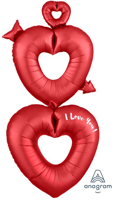 63″  I Love You Satin Open Hearts