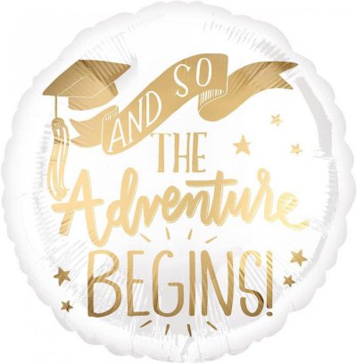 18" Adventure Graduation Hat White/Gold