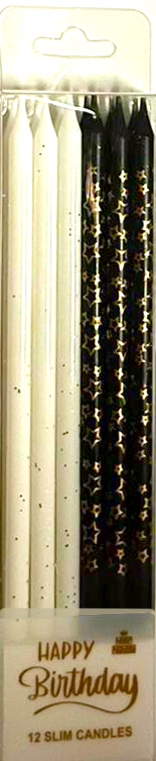 Long Black/Gold Candles PVC Box(12)
