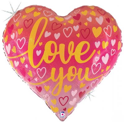 30" Love You Ombre Heart Holographic
