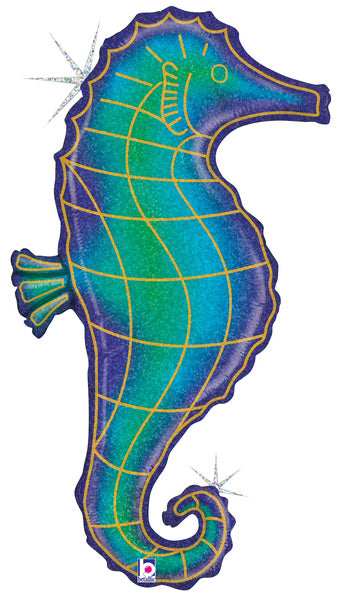 36" Sea Horse Holographic Glitter