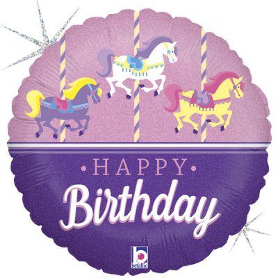 18" Happy Birthday Carousel Holographic 