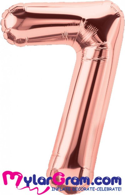 34" Number 7 Rose Gold MylarGram