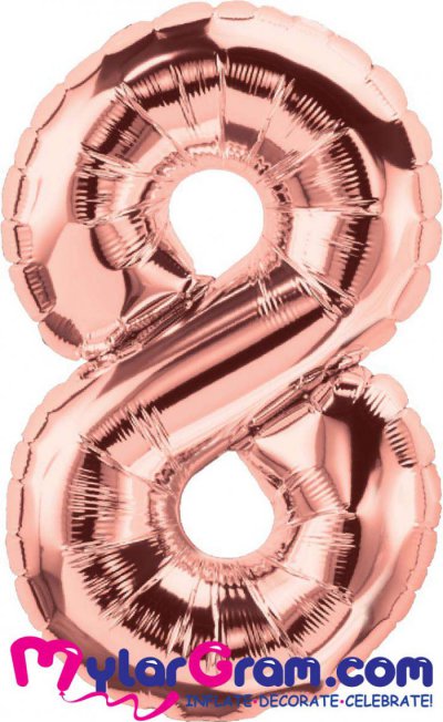 34"Number 8 Rose Gold MylarGram